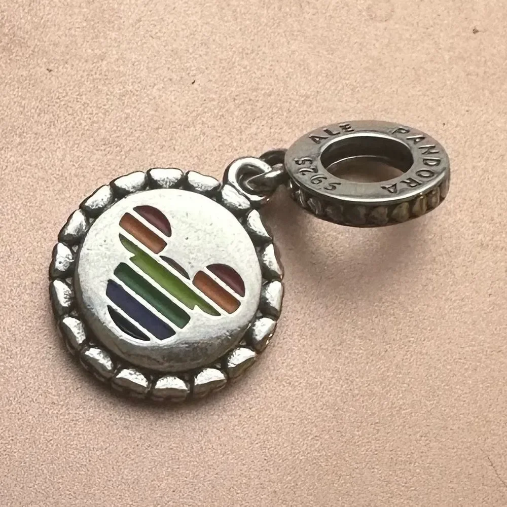 NWOT Pandora x Disney RETIRED Mickey Mouse Love Rainbow Silver Charm
